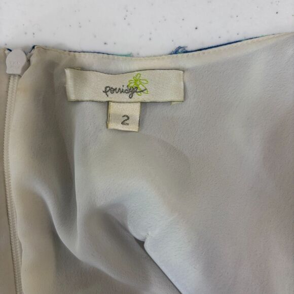 Porridge Anthropologie Blue Roses Floral Dress 2 Pleats Cottage Tea Garden Party - Picture 10 of 15